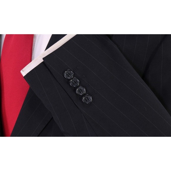 Glenmore Argentina Navy Blue Pinstripe Wool-Mohair Loro Piana Suit 40R - Picture 6 of 11